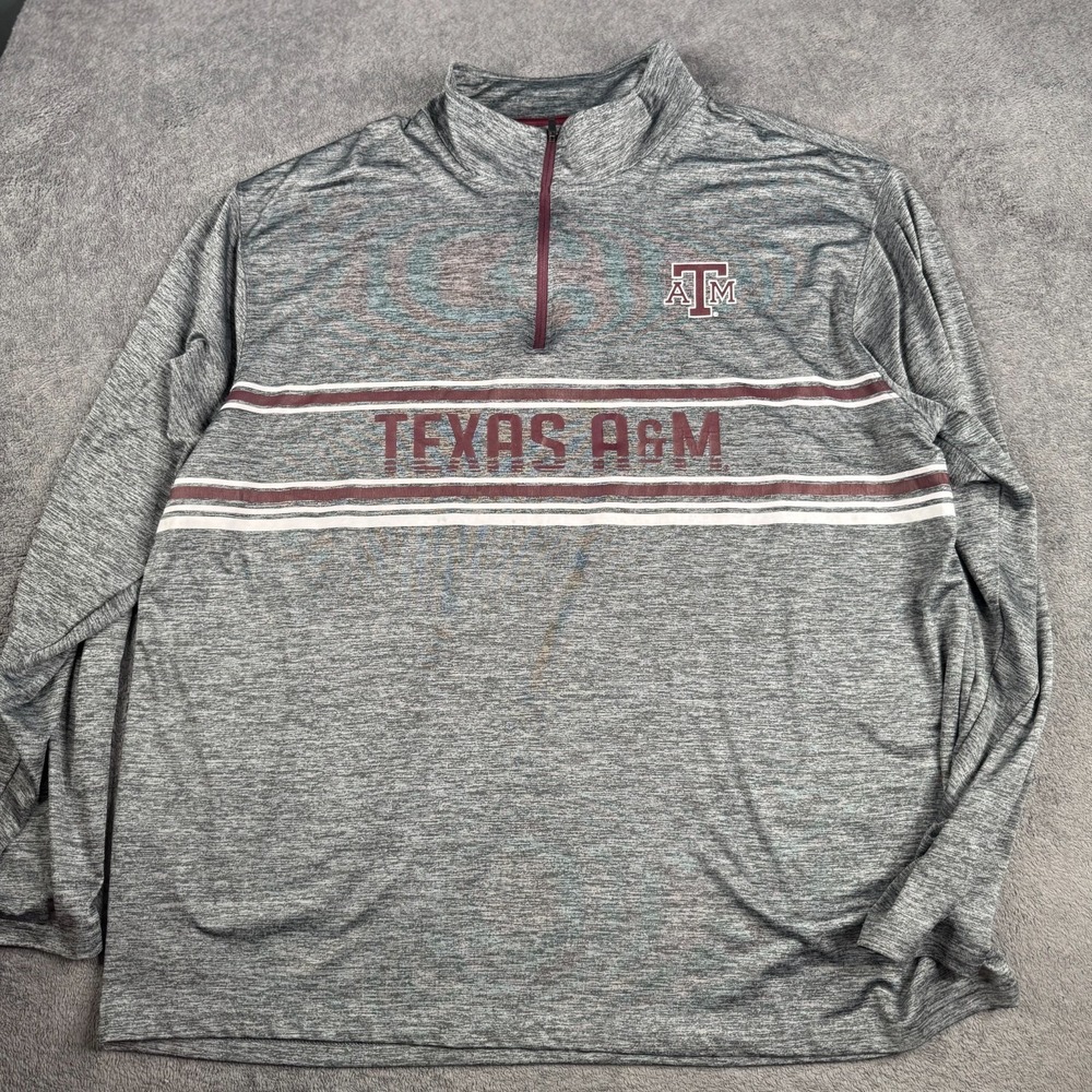 Texas A&M Aggies 1/4 Zip 2XL Gray‎ NCAA College Football Sweatshirt